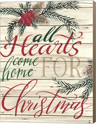 Framed All Hearts Come Home for Christmas Shiplap Print