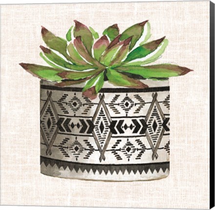 Framed Cactus Mud Cloth Vase I Print