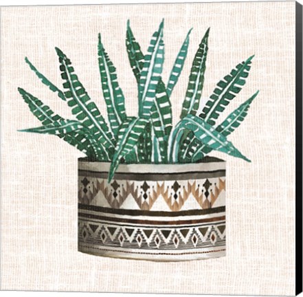Framed Cactus Mud Cloth Vase III Print