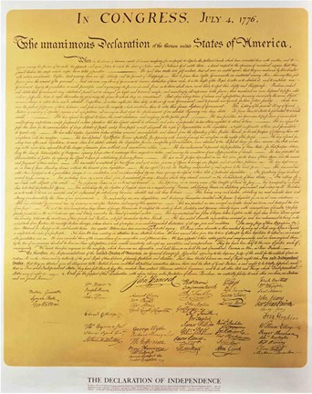Framed Declaration of Independence of the 13 United States of America of 1776 Print