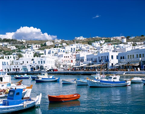 Framed Town View, Mykonos, Cyclades Islands, Greece Print