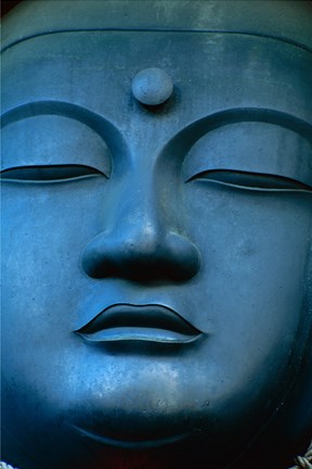Framed Close-up of the face of a Buddha Statue, Tokyo, Honshu, Japan Print