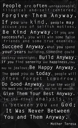 Framed Mother Teresa Quote Black Print