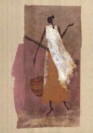 Framed Women with a Basket Print