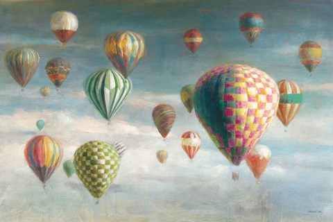 Framed Hot Air Balloons with Pink Crop Print