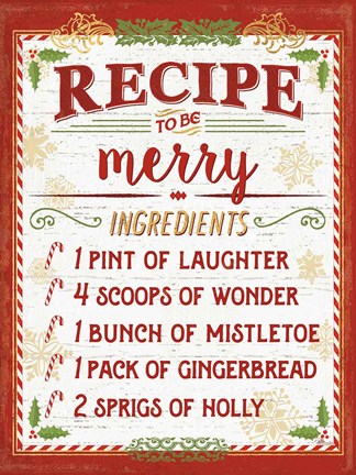 Framed Holiday Recipe IV Script Print