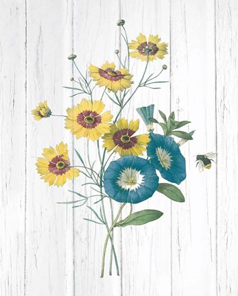 Framed Botanical Bouquet on Wood II Print