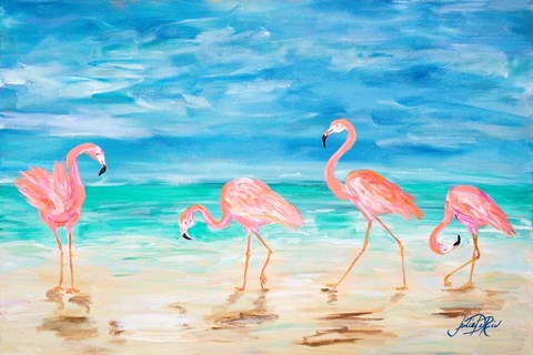 Framed Flamingo Beach Print