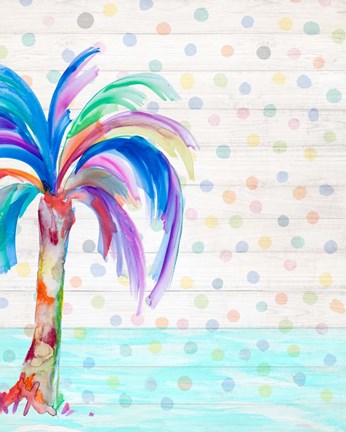Framed Funky Palm on Dots II Print