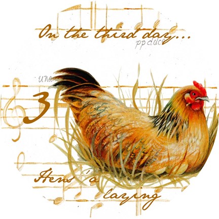 Framed Three French Hens Print