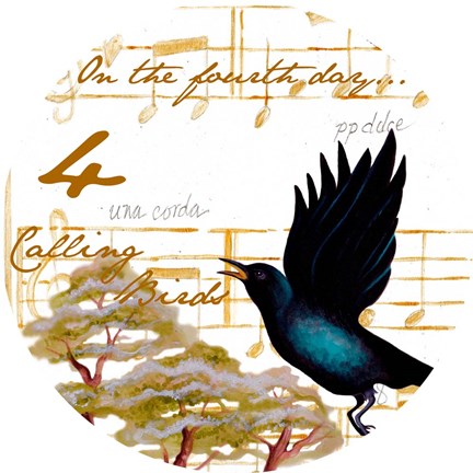 Framed Four Calling Birds Print