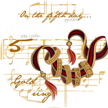 Framed Five Golden Rings Print