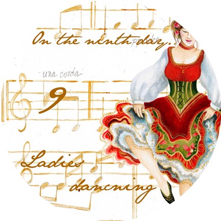 Framed Nine Ladies Dancing Print
