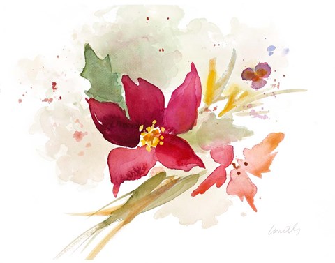 Framed Poinsettia Spray Print