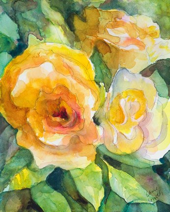 Framed Yellow Roses Garden Print