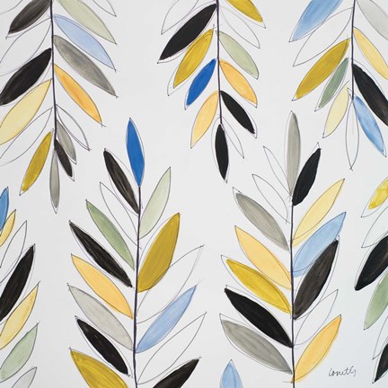 Framed Kesa Leaves in Blue Print