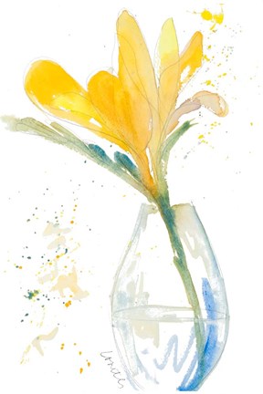 Framed Flowers in Clear Vase I Print