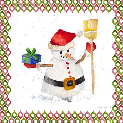 Framed Christmas Snowman III Print
