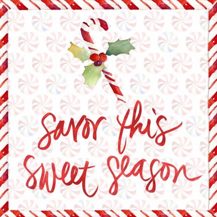 Framed Peppermint Wishes II Print