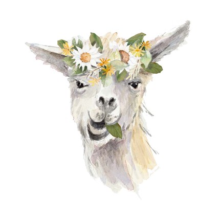 Framed Floral Llama III Print