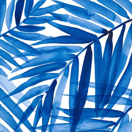 Framed Blue Palm Design II Print