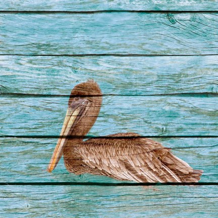 Framed Wood Pelican I Print