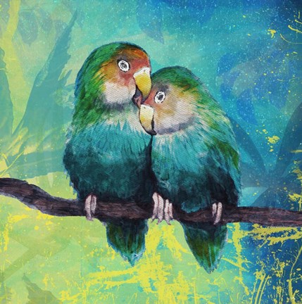 Framed Tropical Birds in Love I Print
