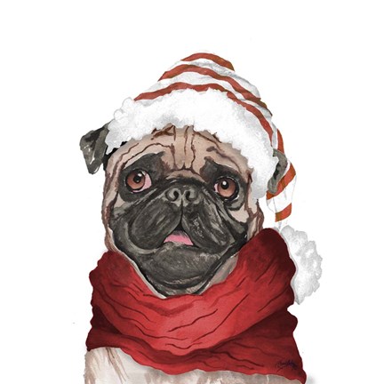Framed Holiday Pug Print