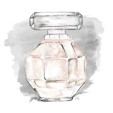 Framed Perfume Bottle with Watercolor II Print