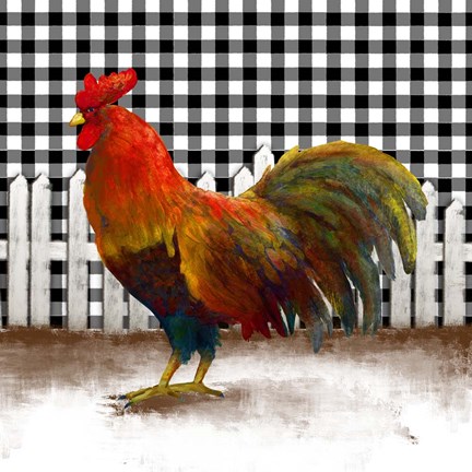 Framed Morning Rooster II Print