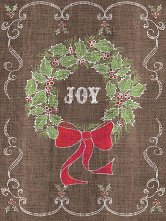 Framed Noel Burlap Art III Print