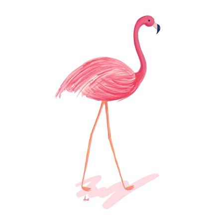 Framed Flamingo Walk III Print
