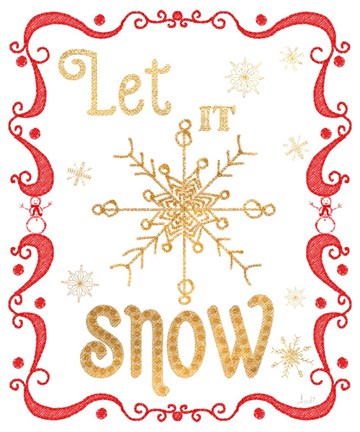 Framed Gold and Red Christmas I Print