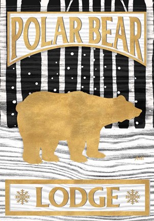 Framed Winter Lodge Sign I Print