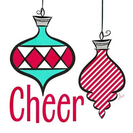 Framed Joyful Christmas Ornaments I Print