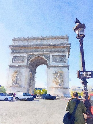 Framed Watercolor Streets of Paris I Print