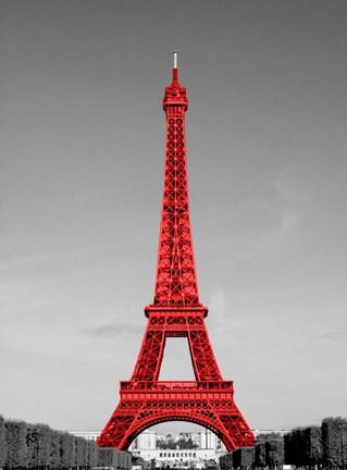 Framed Eiffel Tower in Red Print