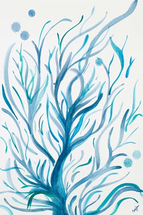 Framed Blue Dancing Tree Print