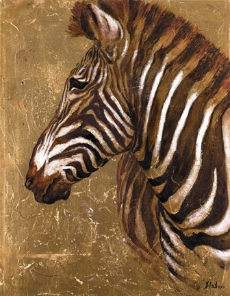 Framed Gold Zebra Print