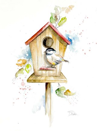 Framed Bird House II Print
