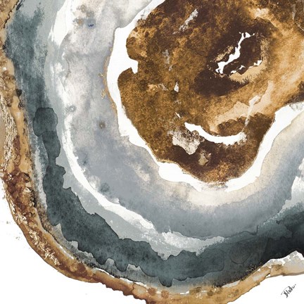 Framed Gray and Gold Agate I Print