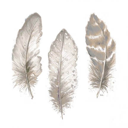 Framed Neutral Watercolor Feathers II Print