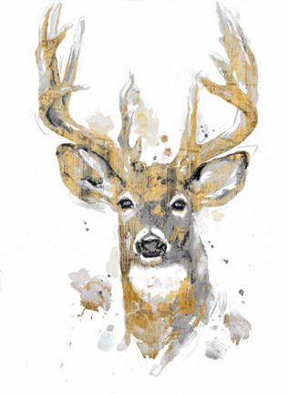 Framed Gold Antlers II Print