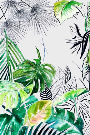 Framed Teal Palm Selva II Print