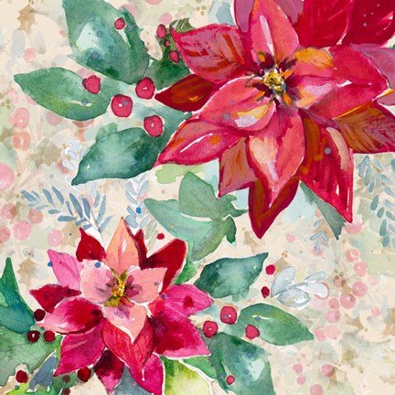 Framed Holiday Poinsettia II Print