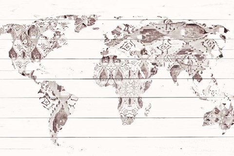 Framed Aztec Map on Wood Print