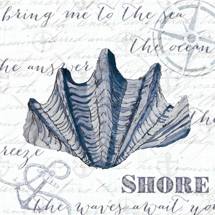 Framed Indigo Shell I Print