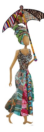 Framed Xhose Woman with Umbrella Print