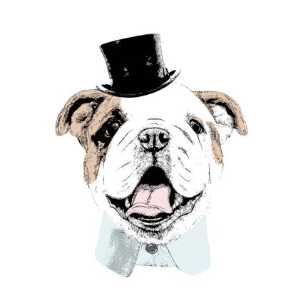 Framed Top Hat Dog Print