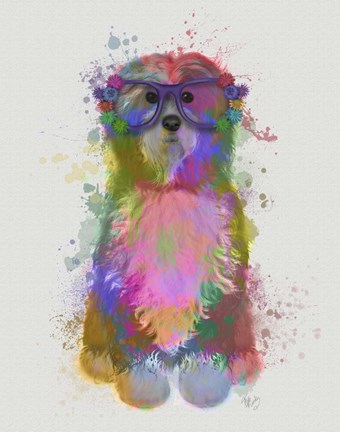Framed Tibetan Terrier Rainbow Splash Print